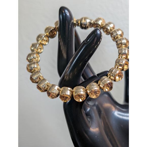 Topaz Crystal Gold Tone Magnetic Close Bangle Bracelet - Picture 2 of 8